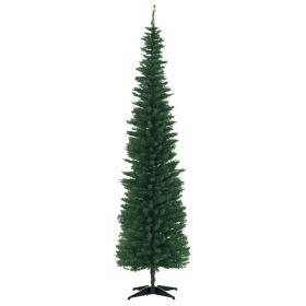 7ft Unlit Pencil Artificial Christmas Tree with Realistic Branches and 499 Tips, Plastic Base, Green