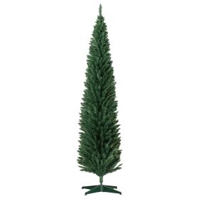 8ft Unlit Pencil Artificial Christmas Tree with Realistic Branches and 618 Tips, Plastic Base, Green