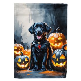 Black Labrador Retriever Puppy Halloween House Flag Large Porch Sleeve Pole Decorative Outside Yard Banner Artwork Wall Hanging, Polyester, House (Option: Default)
