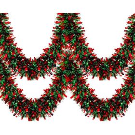 33 Ft Christmas Tinsel Garland, Shiny Thick Red & Green Metallic Foil Garland For Xmas Tree, Party, Home, Stairs & Indoor Outdoor (Option: MULTI)