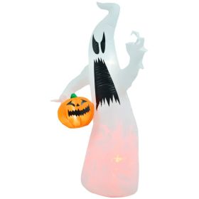 5.9 Halloween LED Yard Decor Ghost with Pumpkin, Blow Up Inflatable Outdoor Decoration, Waterproof (Option: White-220x220x160 mm)