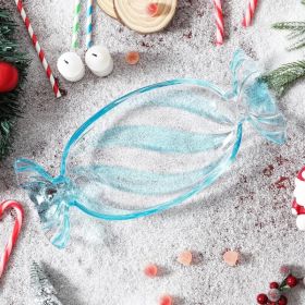 Christmas Candy Glass Plate, Christmas Theme Serving Tray for Holiday Desserts, Cookies & Candy Display, Festive Party Bowl, Red XMAS Decorations (Option: Small red-Blue)