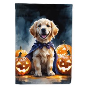 Golden Retriever Puppy Halloween House Flag Large Porch Sleeve Pole Decorative Outside Yard Banner Artwork Wall Hanging, Polyester, House Size, M (Option: Default)