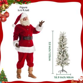 Pencil Christmas Tree, Prelighted Artificial Slim Christmas Trees With 250 Incandescent Lights, 571 Branch Tips & Foldable Base (Option: White flocking 4.5FT)