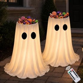 2PCS Halloween Glowing Ghost Candy Bowl Holder For Outdoor (Option: White)