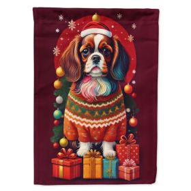 English Toy Spaniel Holiday Christmas House Flag Large Porch Sleeve Pole Decorative Outside Yard Banner Artwork Wall Hanging, Polyester, House Si (Option: Default)
