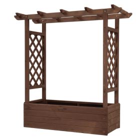 43.5*17.5*44.5 In Fir With Arched Lattice Raised Garden Bed Wooden Planting Frame Carbonized (Option: default title)