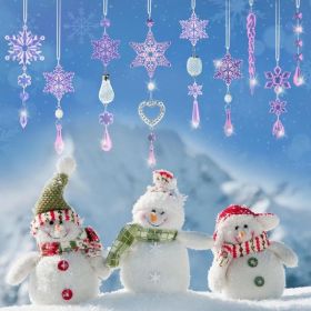 Crystal Ornaments Christmas Tree Decorations - 21pcs Christmas Tree Ornaments Sparkling Dazzling Festival Party Decoration Crystal Snowflake Desi (Option: Pink)