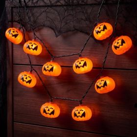 Halloween Pumpkin String Lights 8.5ft Orange Hanging Decorative String Lights With 10 LED Pumpkin For Indoor Outdoor Halloween Party Window Bedro (Option: Orange)
