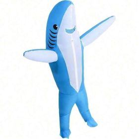 Perfect Valentine Gift, Shark Inflatable Costume, Adult Blow Up Halloween Party Outfit, Funny Group Cosplay For Birthday And Sporting Events (Option: IF Shark bule small)