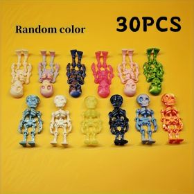 Halloween Mini Skeleton Figurines 30PCS 60PCS, Random Colors Articulated Skull Decor, Small Desktop And Party Decorations (Option: Random Colors-60PCS-Halloween)