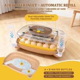 12-Egg Incubator for Beginners, Auto Egg Turn, Steady Self-Regulating Humidity & Consistent Temperature Control for Hatching Chicken, Goose, Duck (Option: 24 Egg-Brown)
