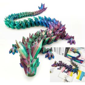 30" Large 3D Printed Dragon,Flexible Articulated Crystal Dragon Fidget Toy,Cool Big Dragon Toy,Huge 3D Printed Dragon Gift for Girls Boys Kids  C (Option: Blue Green Purple)