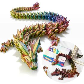30" Large 3D Printed Dragon,Flexible Articulated Crystal Dragon Fidget Toy,Cool Big Dragon Toy,Huge 3D Printed Dragon Gift for Girls Boys Kids  C (Option: Gold Red Blue)