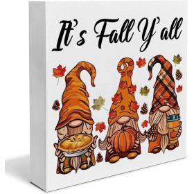 Fall Decor Autumn Decorations, Fall Gnomes Wooden Sign, Farmhouse Home Decor For Indoor Desk, Table & Shelf, 5 X 5 Inches (Option: MULTI)