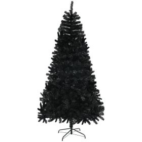 7.5ft Unlit Artificial Black Christmas Tree, Holiday Decor with 1346 Branch Tips, Auto Open and Steel Base (Option: Black-1100x260x280 mm)