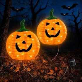 Halloween Pumpkin Lights, 2 Pack Outdoor Pathway Stake Lights (Option: Orange)