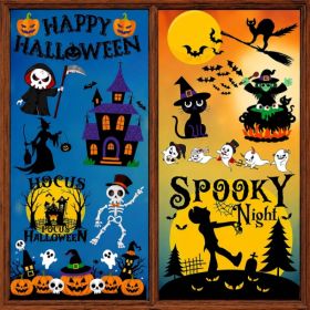 Halloween Window Clings, Reusable Pumpkin Ghost Static Stickers For Indoor Outdoor Party Decor (Option: Black)