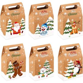 24 Pack Christmas Kraft Candy Boxes, Paper Cookie & Treat Gift Boxes For Holiday Wrapping, Xmas Parties, Favors & Decorations (Option: MULTI)
