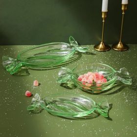 Christmas Candy Glass Plate, Christmas Theme Serving Tray for Holiday Desserts, Cookies & Candy Display, Festive Party Bowl, Red XMAS Decorations (Option: Large-Green)