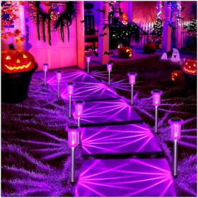 Solar Halloween Lights, 10 Pcs Waterproof Outdoor Decorations For Yard, Garden & Party Decor (Option: Purple 10Pack)