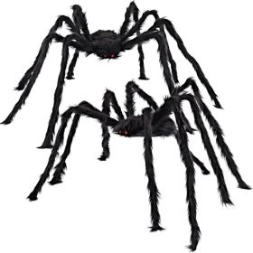 2 Pack 5 Ft Halloween Outdoor Decorations Hairy Black Spider, Scary Giant Spider, Fake Large Haunted House Props, Halloween Yard Lawn Decorations (Option: Black)