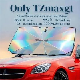 2025 Upgraded U.S. General Purpose Version Rainbow Umbrella Car Windshield Sunshade - UV Blocking, Heat Insulating, Scratch Resistant Handle, 10 (Option: Block heat Colorful sunshade flash)