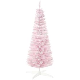 5 Decorated Christmas Tree Snow Flocked Artificial Christmas Tree with Pencil Shape, Realistic Branches, Pink (Option: Pink-950x180x210 mm)