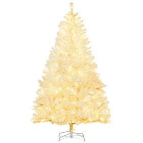6 Prelit Artificial White Christmas Trees Home Decor, with Warm White LED Lights, Auto Open, Steel Base (Option: White-1030x300x320 mm)