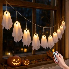 Halloween Ghost String Lights, 10 LED With Remote Control (Option: White)