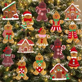 Gingerbread Man & House Ornaments For Christmas Tree, Cute Holiday Hanging Decorations, Festive Tree Decor For Home, Party & Gifts (Option: MULTI)