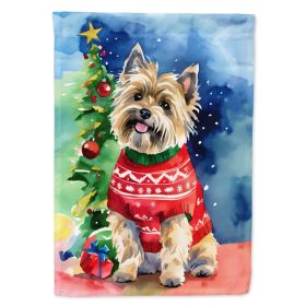 Cairn Terrier Christmas House Flag Large Porch Sleeve Pole Decorative Outside Yard Banner Artwork Wall Hanging, Polyester, House Size, Multicolor (Option: Default)
